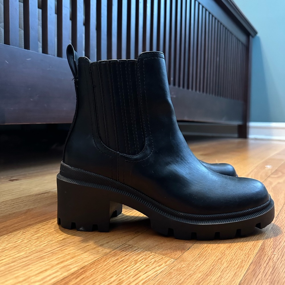 Chunky black ankle booties